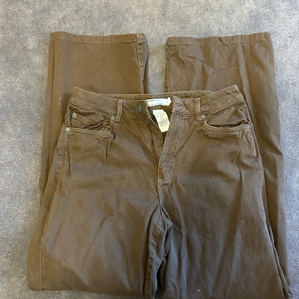 Wide leg high waisted brown jeans